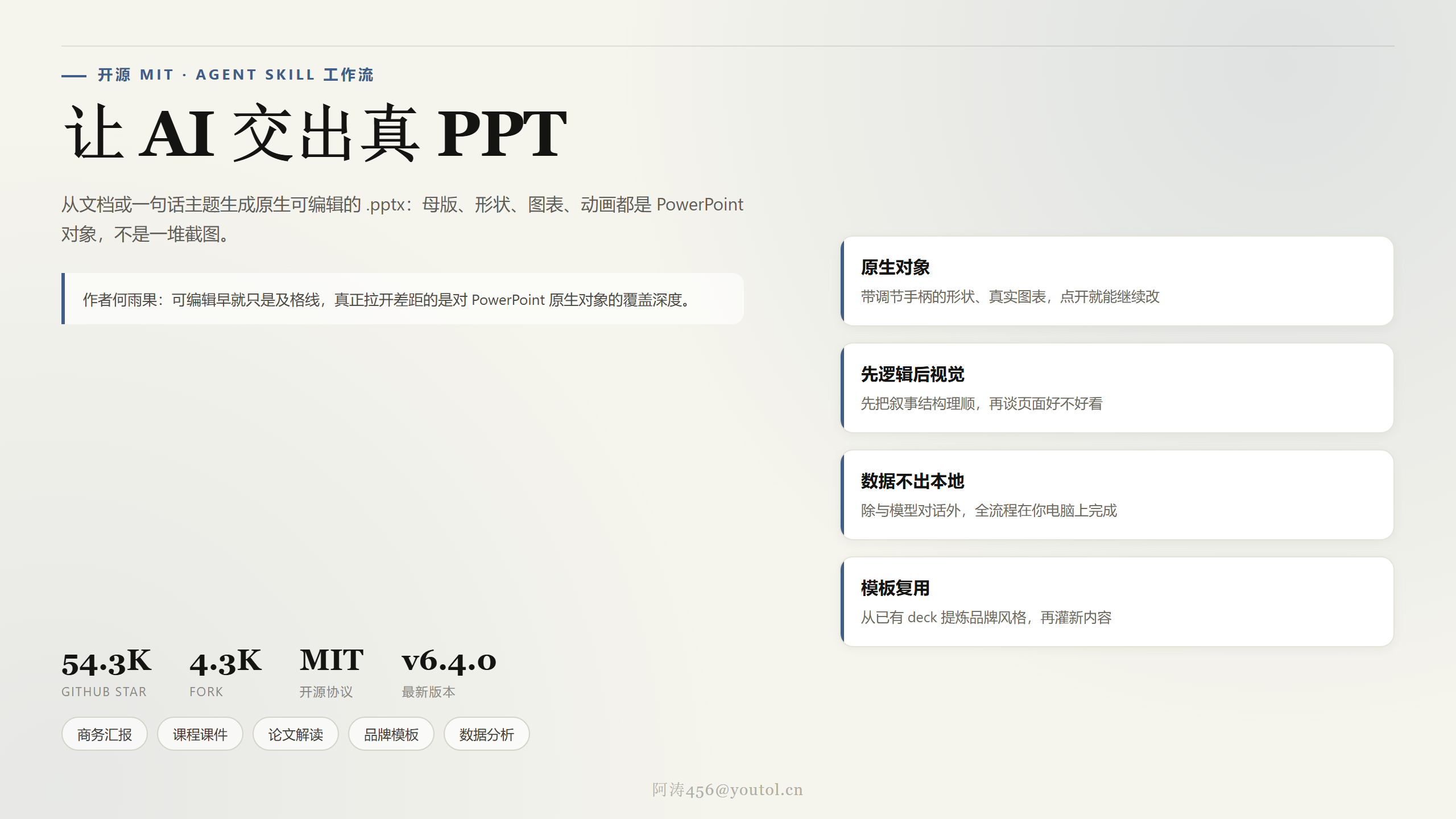 PPT Master：5.4 万 Star 的开源技能，把文档一键变成原生可编辑 PPT