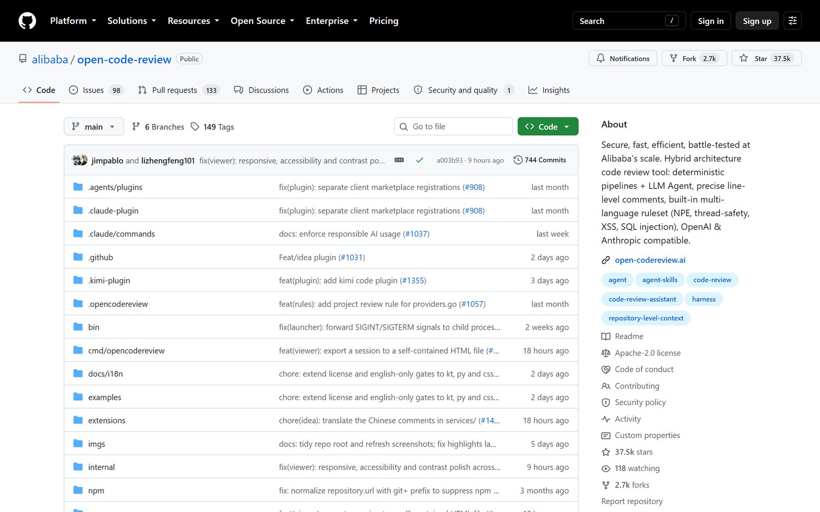 Open Code Review 项目仓库首页