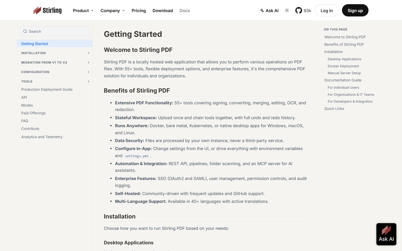 Stirling-PDF 官方文档站