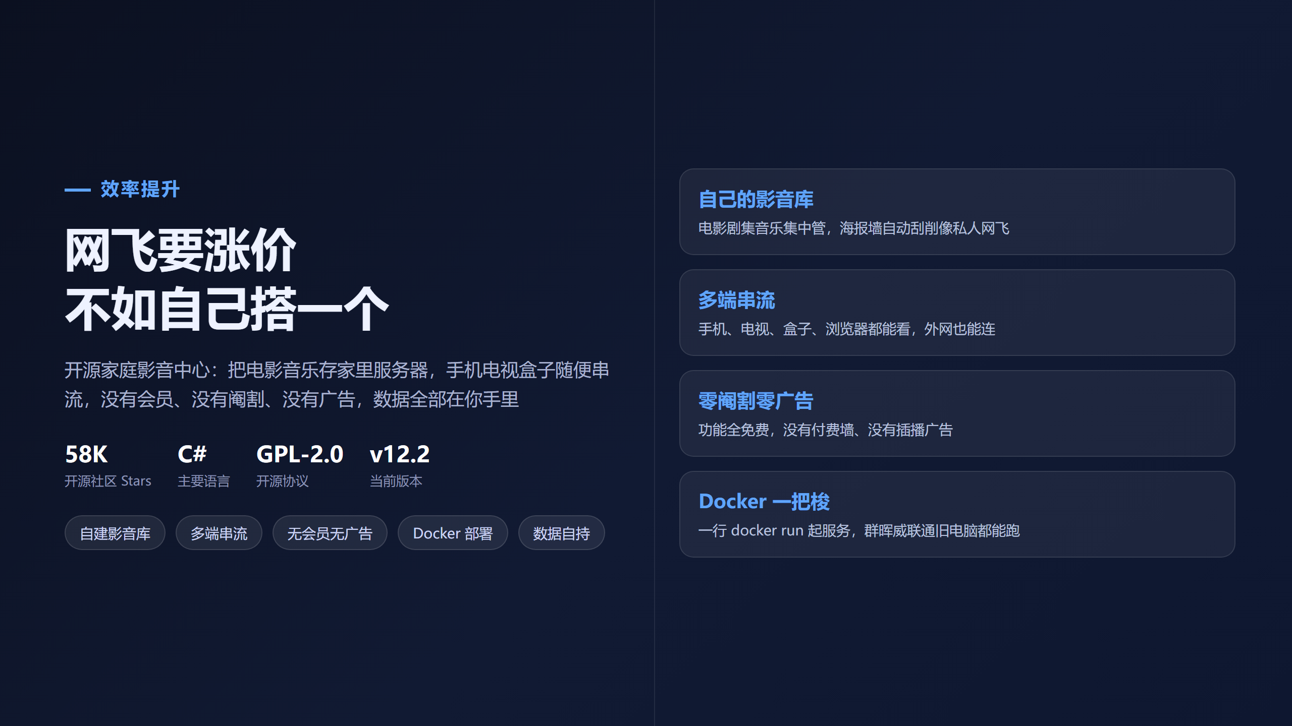 Jellyfin：网飞要涨价，不如把电影音乐存家里自己搭一个影音中心