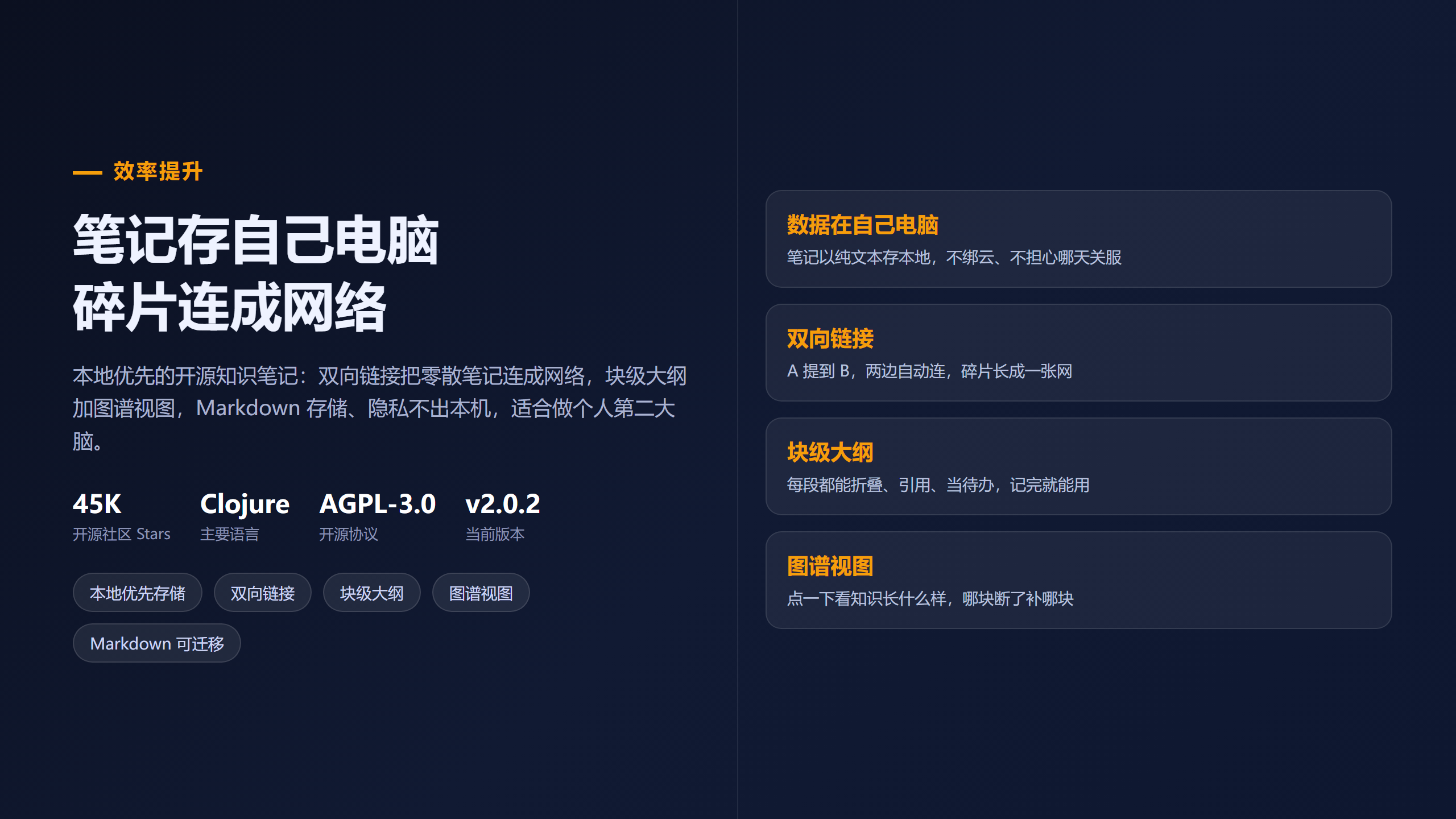 Logseq：笔记存自己电脑，双链把碎片连成第二大脑